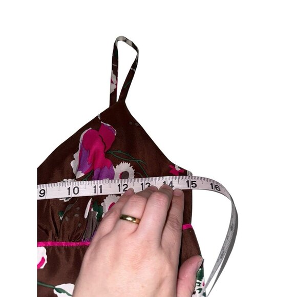 GUESS Silk Fit and Flare Sundress Y2K Brown Floral Women's Vintage Size 7 - Picture 4 of 7